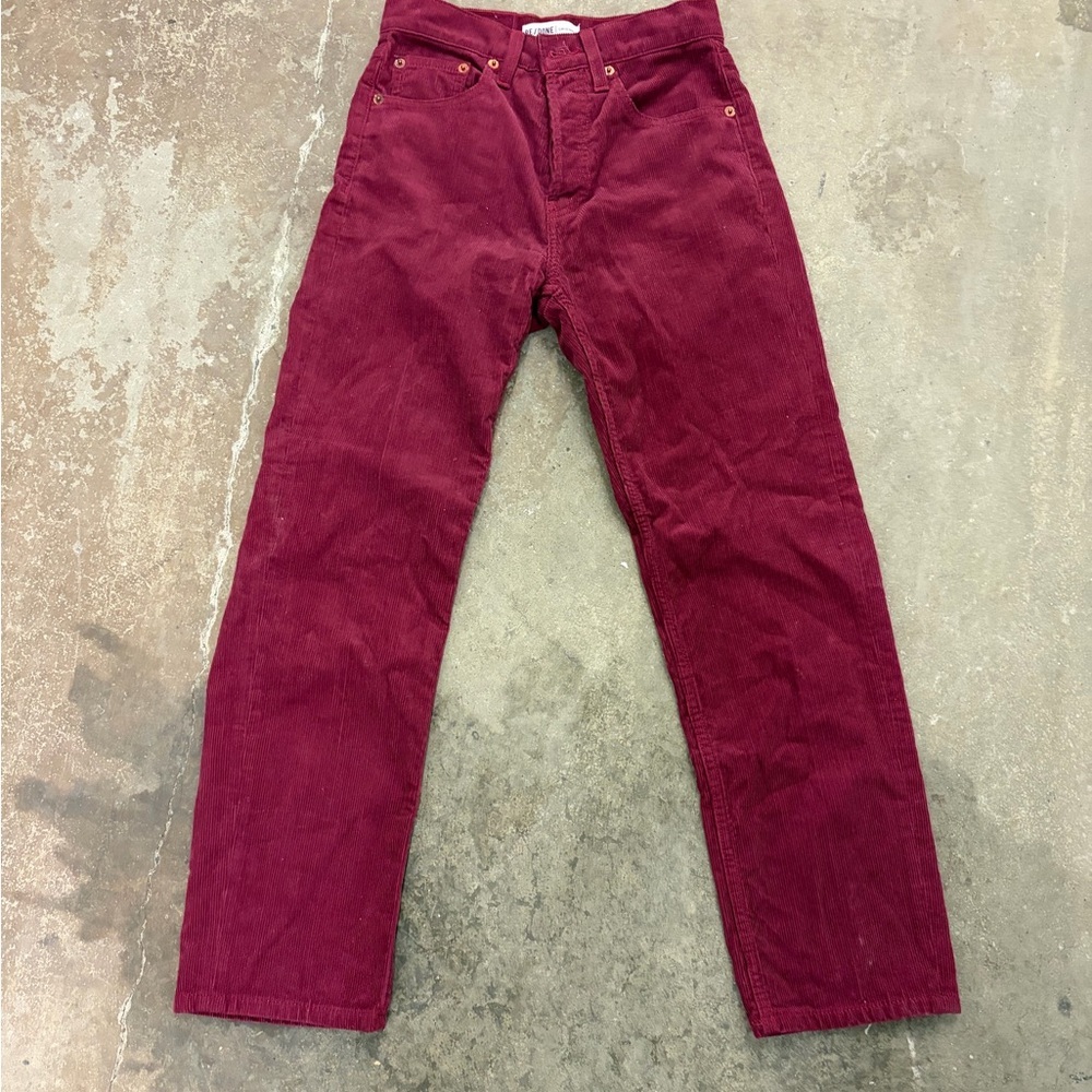 Re/Done made in USA burgundy button fly Corduroy Pants - Deep‎ Red